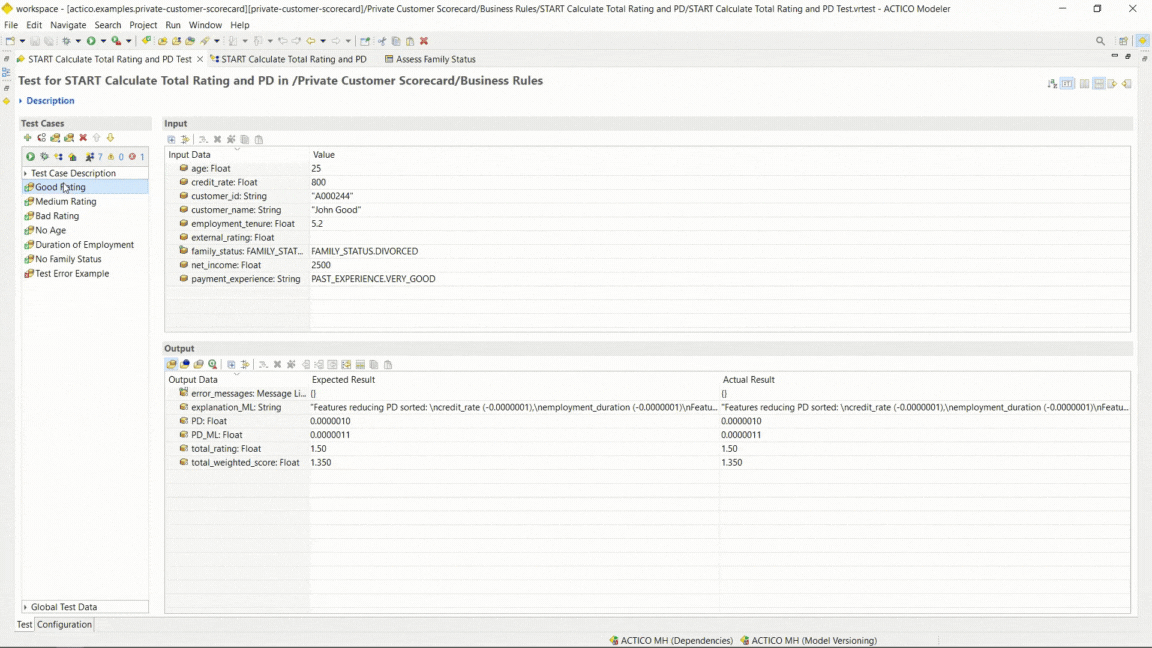 ACTICO Decision Moedeling Platform - test and validate