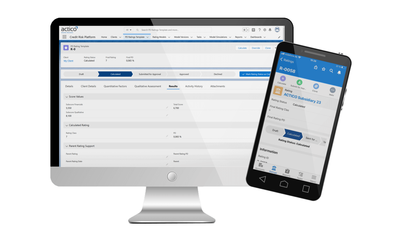 ACTICO Credit Risk Platform - terminal devices, mobile and desktop