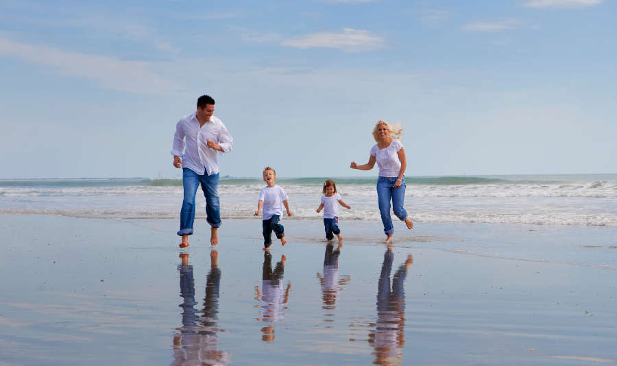 family on a beach