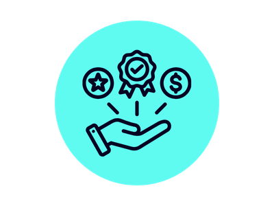 ACTICO icon electric blue bubble cooperate benefit