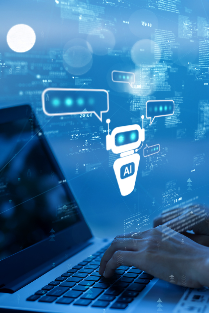 business people using artificial intelligence (AI) Automation, Predictive analytics, Customer service AI-powered chatbot, analyze customer data, Futuristic technology transformation.