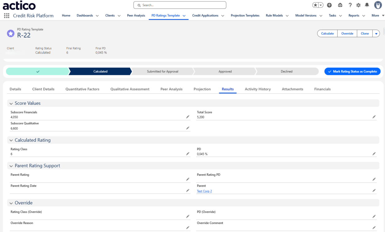 ACTICO Internal Ratings